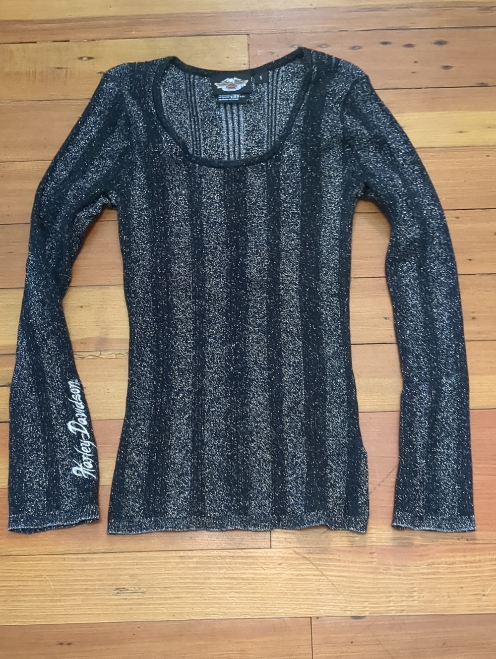 VINTAGE HARLEY-DAVIDSON - SIZE S - METALLIC Ribbed Top - Picture 2 of 12